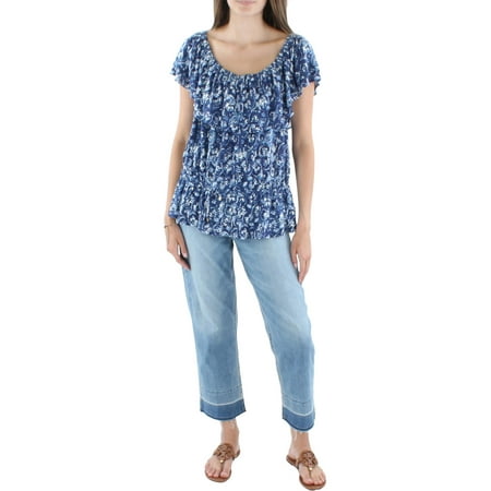 Lauren Ralph Lauren Women s Blue Floral Off-the-Shoulder Jersey Top