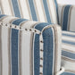 Upholstered Accent Chair with Striped Linen Fabric and Nailhead Trim