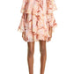 Ted Baker London Pegaia Ruffle Long Sleeve Minidress in Coral Size 3