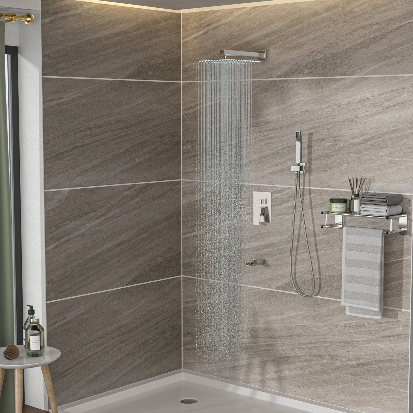 10" Wall Mounted Square Shower System With Rough In Valve