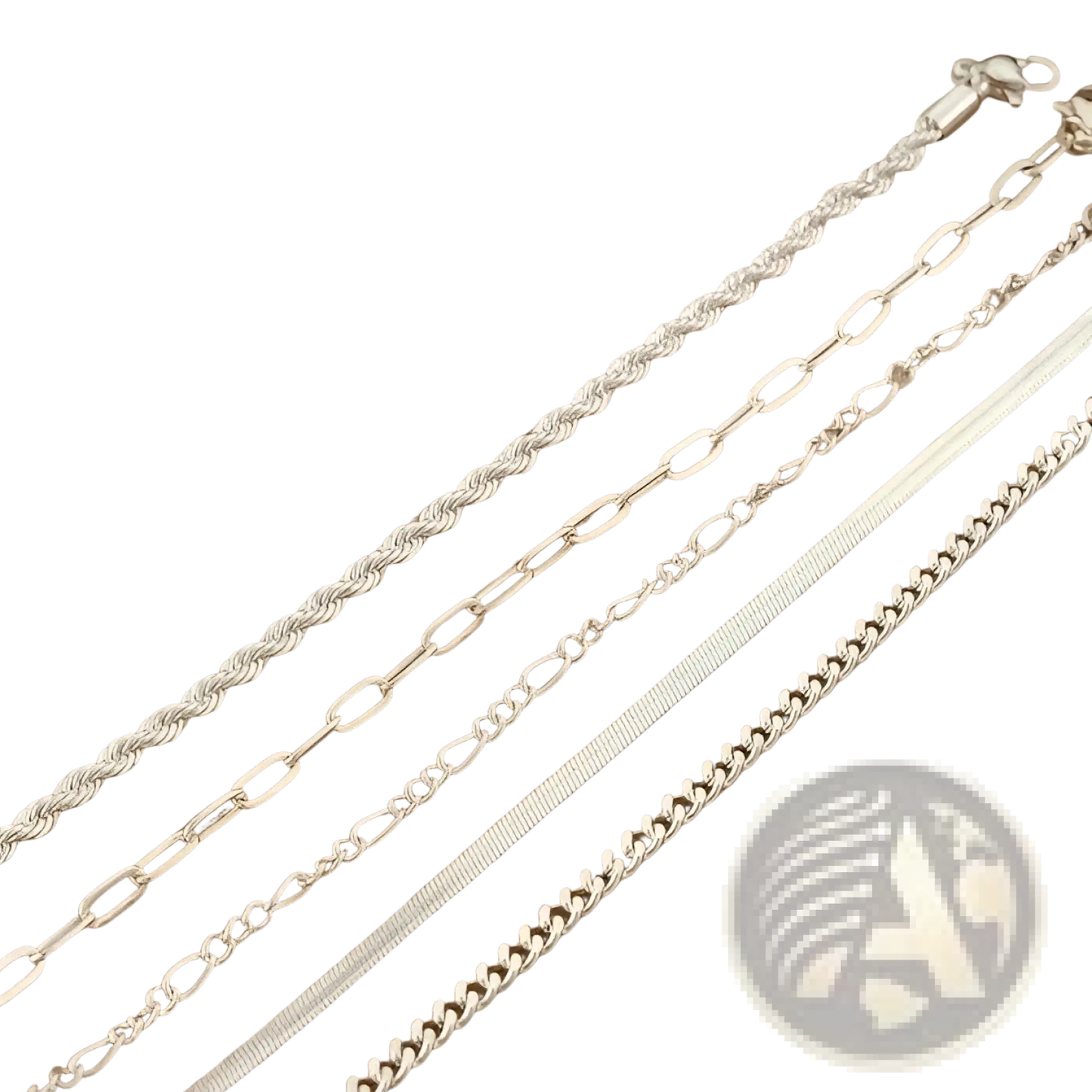 5pcs 14k Silver Plated Adjustable Stackable Bracelet Set