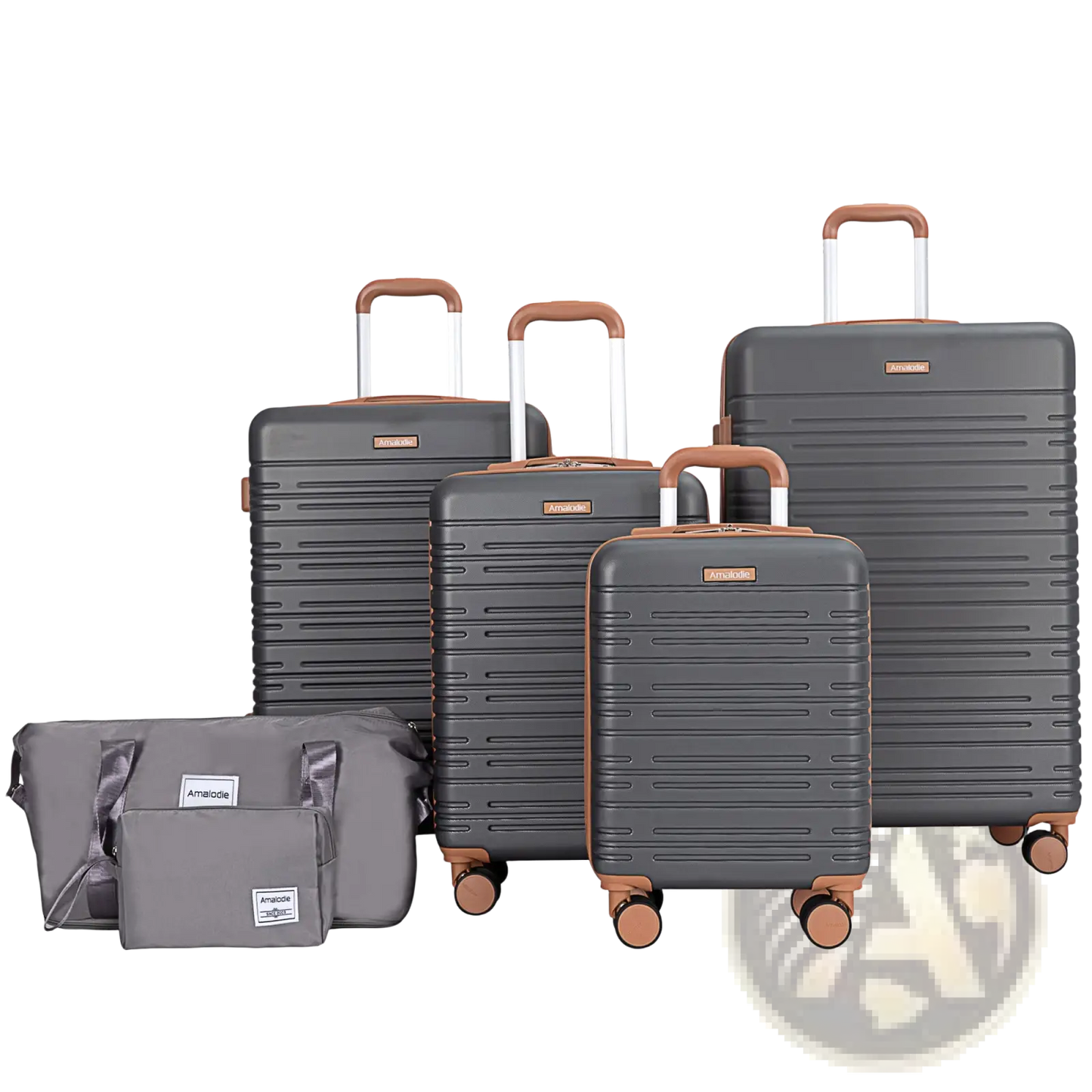 6 Piece Abs Hard Shell Spinner Luggage Set with Tsa Lock