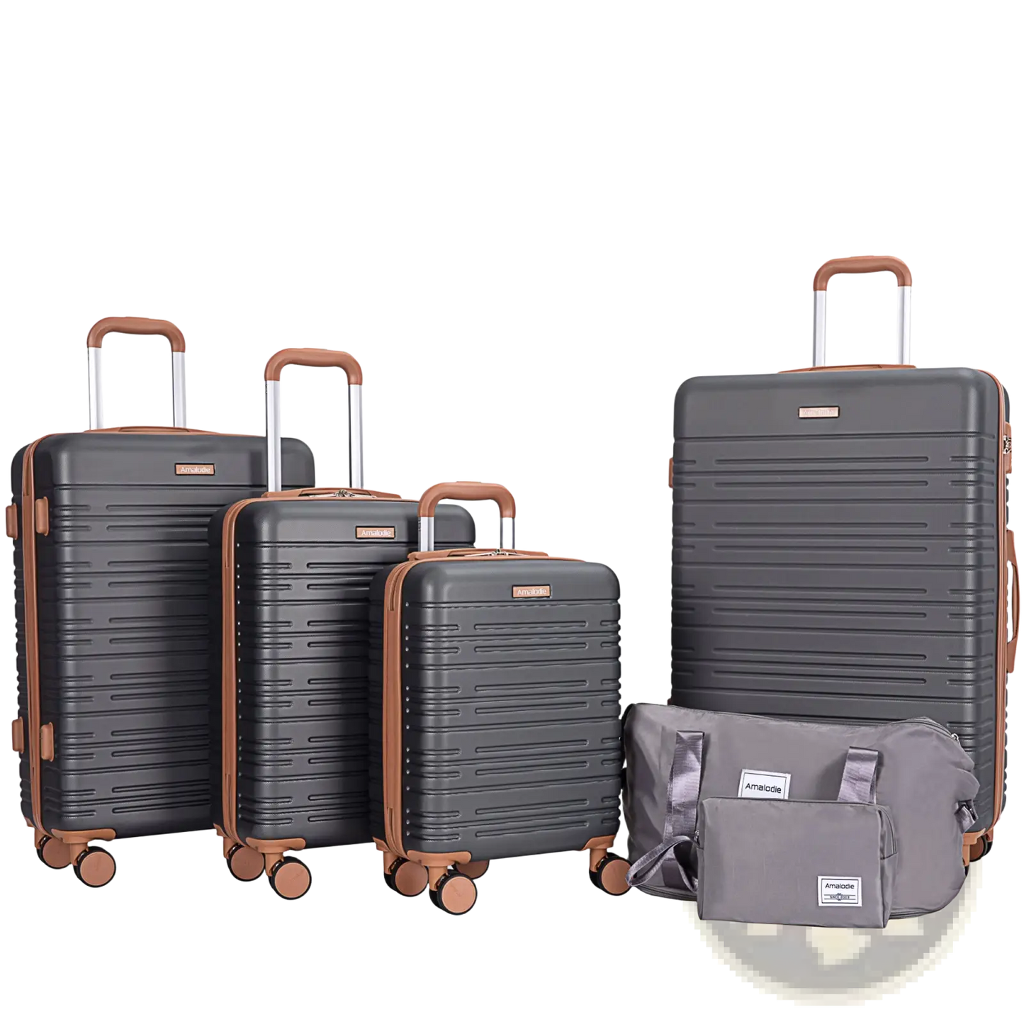 6 Piece Abs Hard Shell Spinner Luggage Set with Tsa Lock