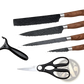 6 Piece Hammered Steel Kitchen Knife Set with Case