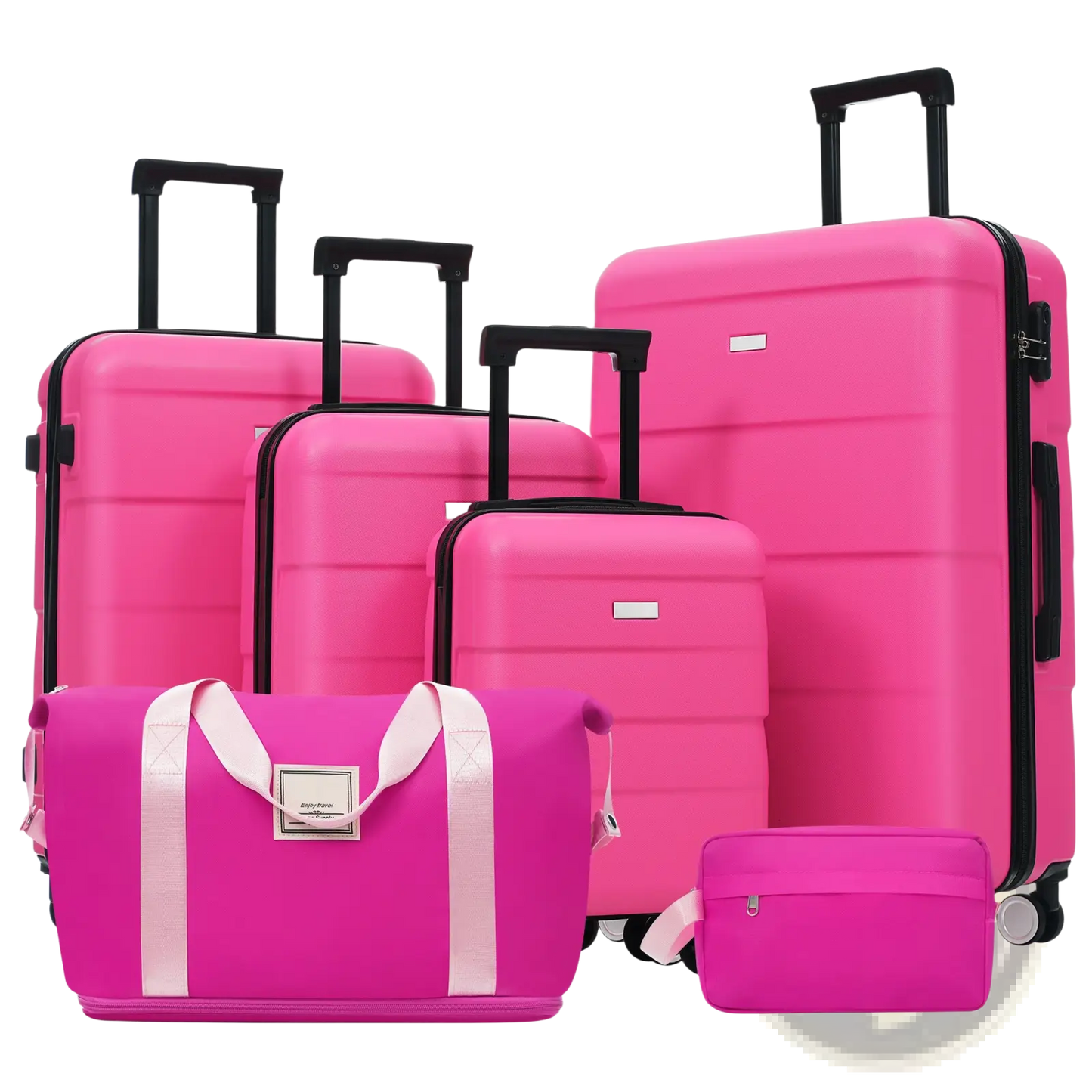 Hardshell Luggage Sets 6 Piece With 2 Bags,Carry On Suitcase With Handle Password Lock Double Spinner Wheels, Lightweight 16-20-24-28 Luggages