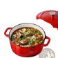 Enameled Cast Iron Dutch Oven Heavy-Duty Cookware With Lid Handles 6 Qt Red