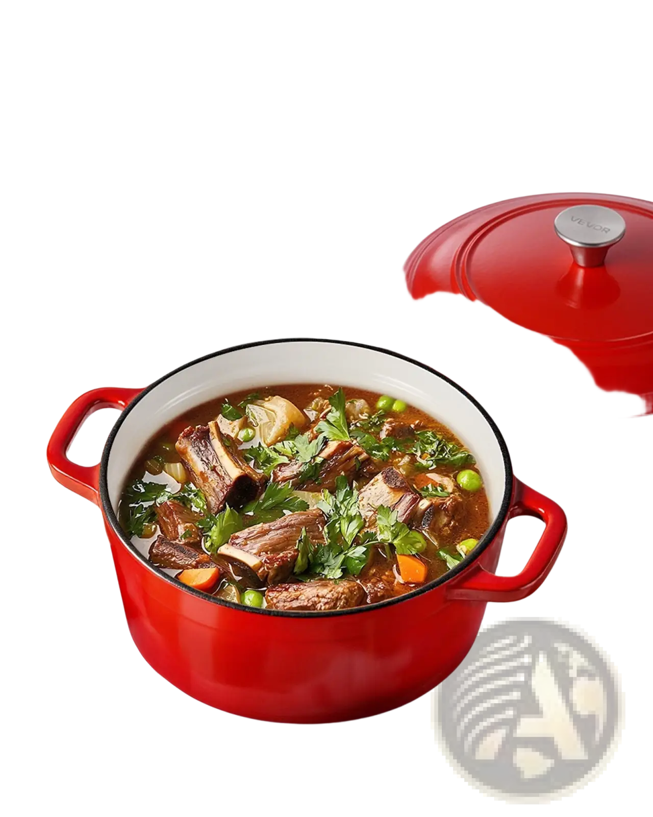 Enameled Cast Iron Dutch Oven Heavy-Duty Cookware With Lid Handles 6 Qt Red