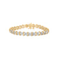 10K Yellow Gold Plated .925 Sterling Silver 2.0 Cttw Round Diamond Cluster "X" Shaped Link Bracelet (H-I Color, I3 Clarity) - 7"