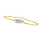 10K Two Tone Gold 1/4 Cttw Diamond Encrusted Heart Charm 7" Bracelet (H-I Color, I1-I2 Clarity)