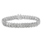 .925 Sterling Silver 3.0 Cttw Diamond Multi Row Cluster Slanted Wave Link 7-Â¼â€ Tennis Bracelet (I-J Color, I2-I3 Clarity)