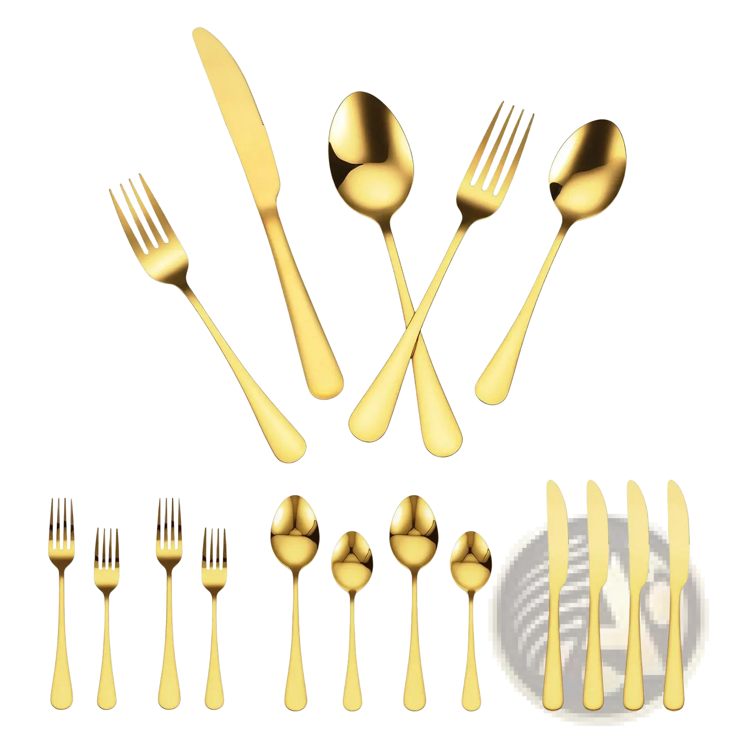 60 Piece Gold Stainless Steel Flatware Set for 12