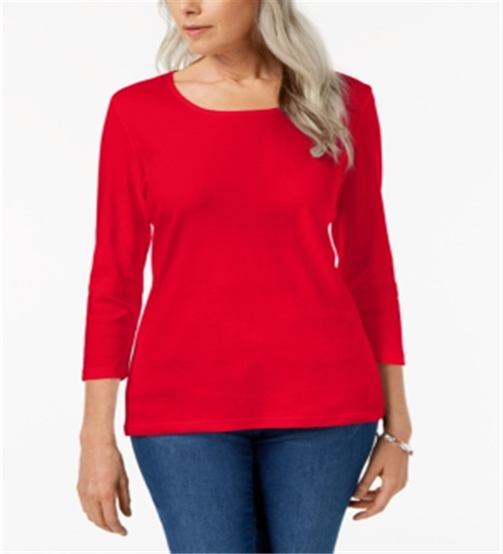 Karen Scott Women's Scoop Neck Top Red Size X-Large