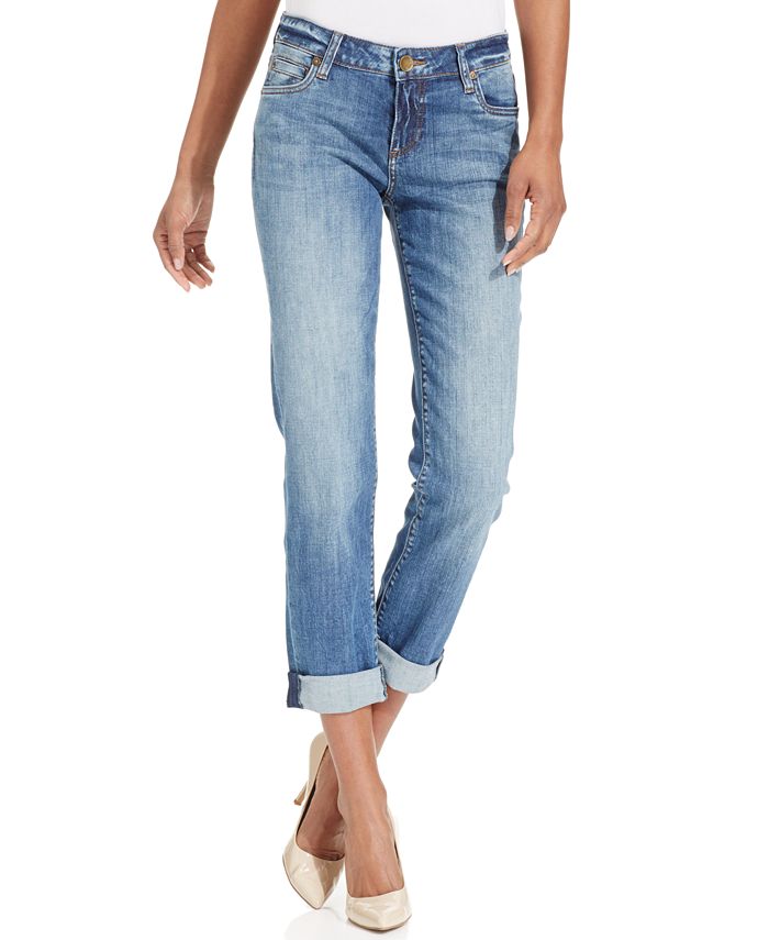 Kut From The Kloth Women's Catherine Boyfriend Cuffed Jeans Blue Size 12