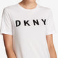 DKNY Women's Cotton Logo Print T-Shirt White Size Large