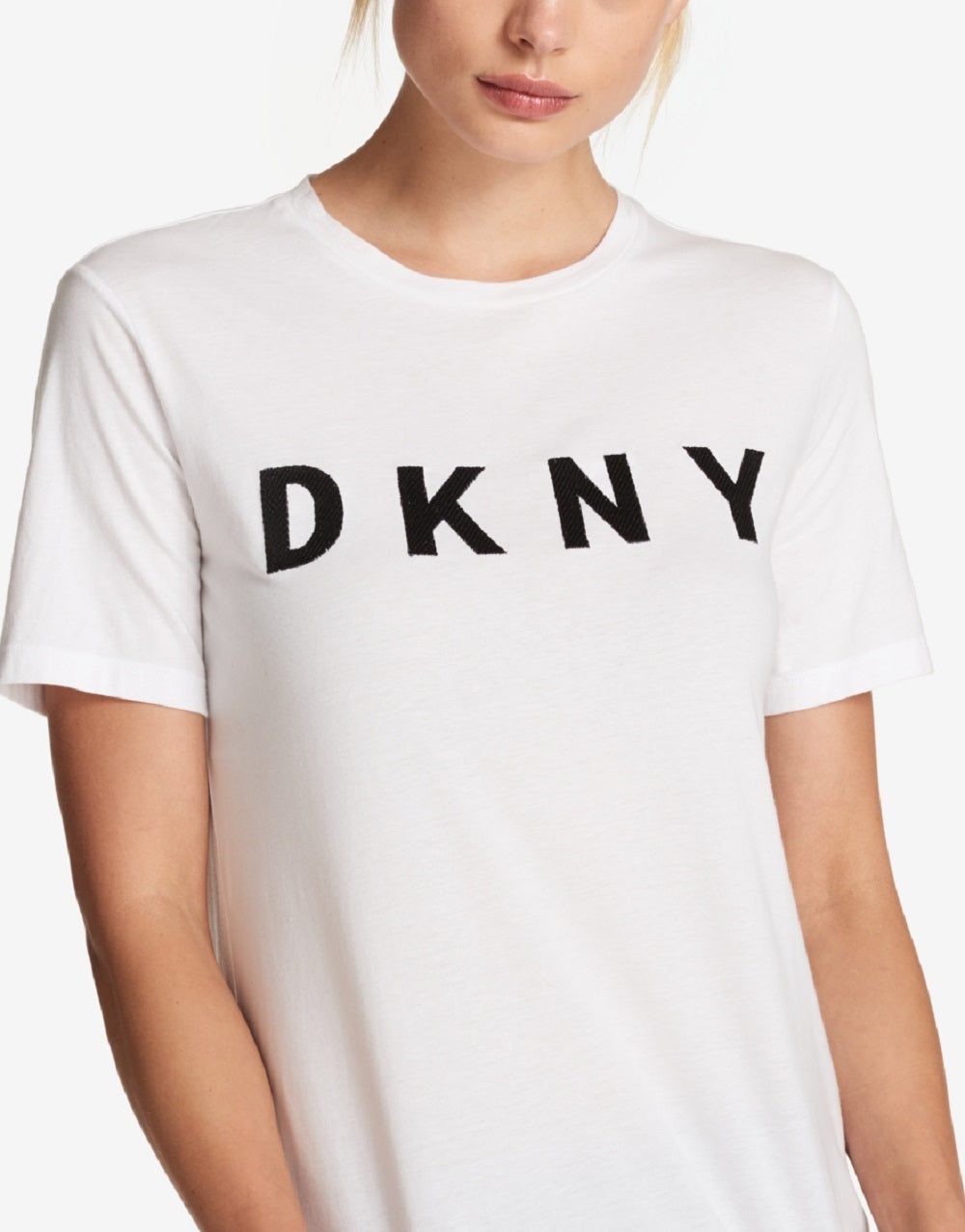 DKNY Women's Cotton Logo Print T-Shirt White Size Large