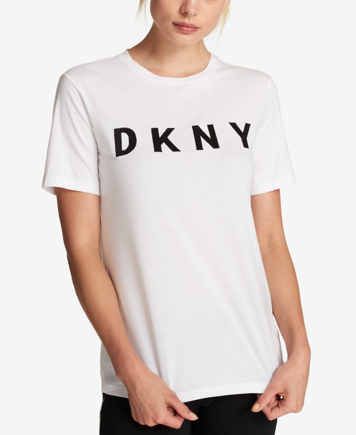 DKNY Women's Cotton Logo Print T-Shirt White Size Large