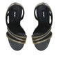DKNY Women's Sandi Fabric Closed Toe Special Occasion Ankle Strap Sandals Black Size 10