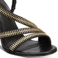 DKNY Women's Sandi Fabric Closed Toe Special Occasion Ankle Strap Sandals Black Size 10