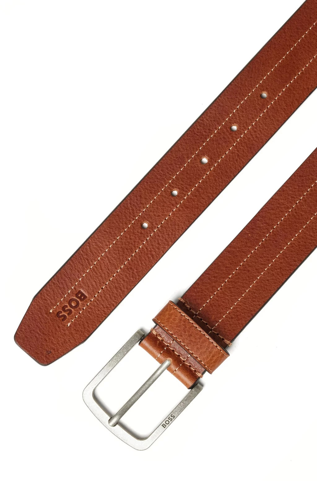 Hugo Boss Men's Stitch Leather Belt Brown Size 32