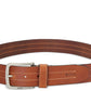 BOSS Men's Stitch Leather Belt Brown Size 34