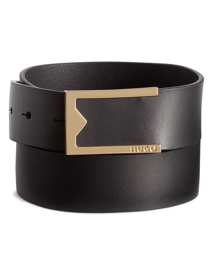 Hugo Boss Men's Designer Buckle Italian Leather Dress Belt Black Size 34