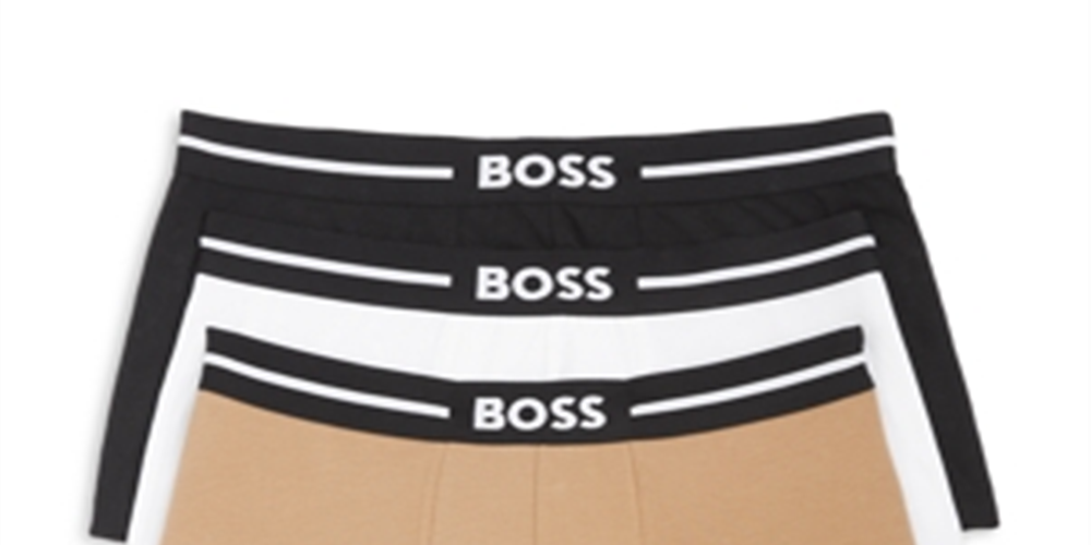 BOSS Men's Pack Of 3 Bold Stretch Cotton Boxer Trunks Assorted Size S
