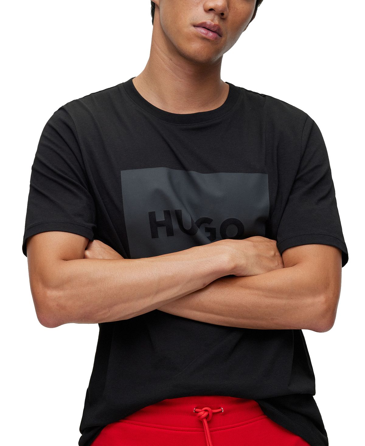 Hugo Boss Men's Dulive 222 Box Logo Print T-Shirt Black Size Medium
