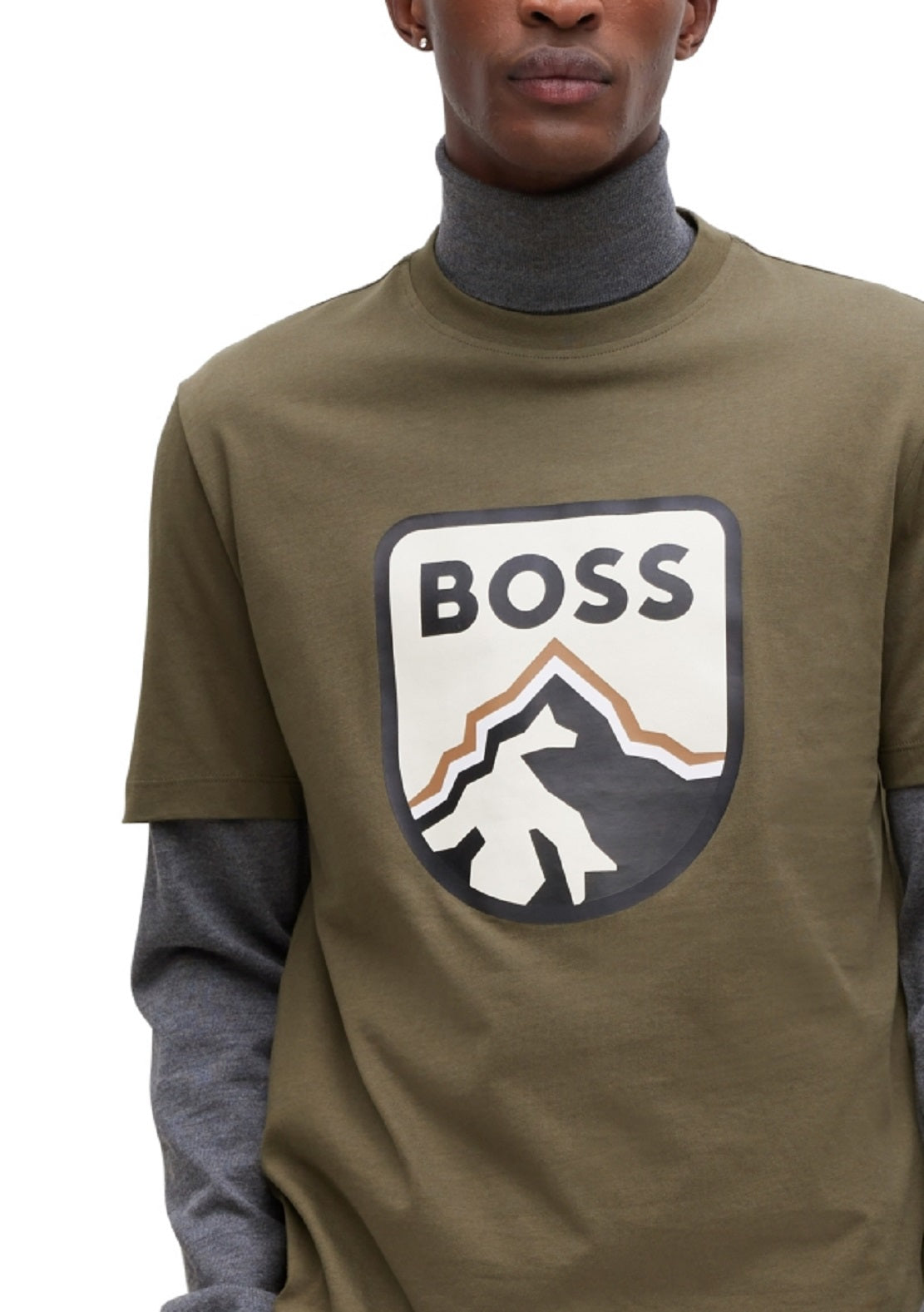 Hugo Boss Men's Logo Print Cotton Jersey T-Shirt Green Size Large