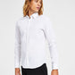Hugo Boss Men's Slim Fit Tonal Embroidered Logo Button Down Shirt White Size Medium