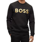 Hugo Boss Men's Cotton Blend Contrast Logo Relaxed Fit Sweatshirt Black Size Large