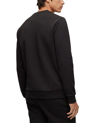 Hugo Boss Men's Cotton Blend Contrast Logo Relaxed Fit Sweatshirt Black Size Large