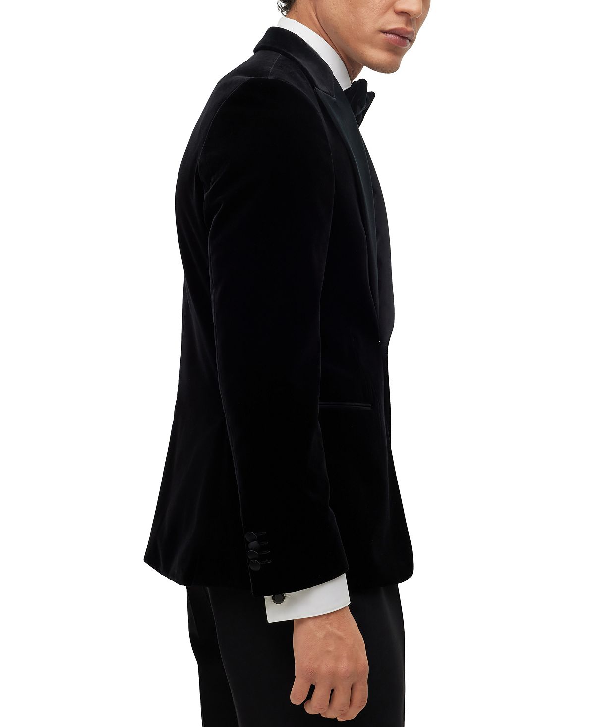 Hugo Boss Men's Slim Fit Tuxedo Pure Cotton Velvet Jacket Black Size 44