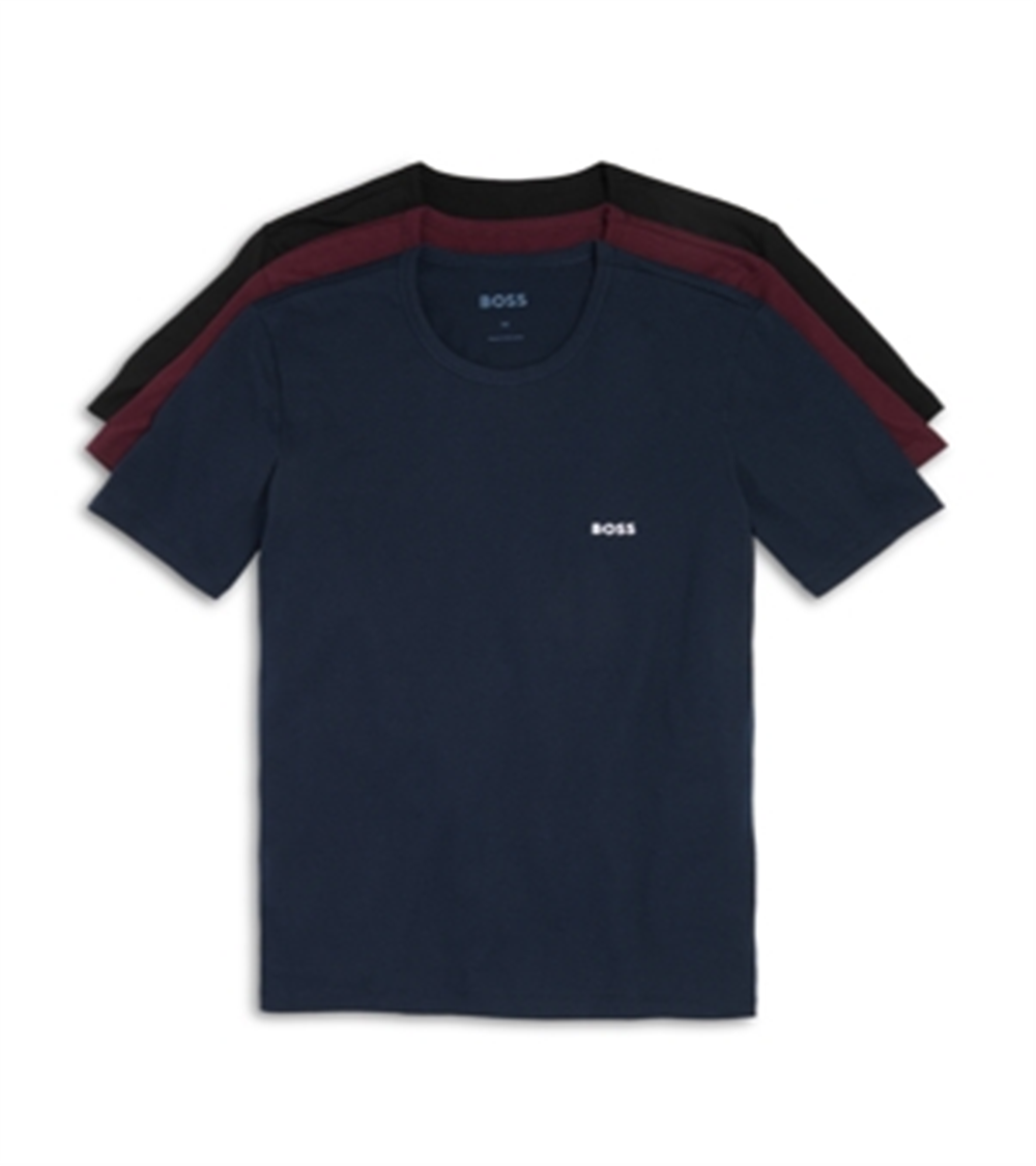 Hugo Boss Men's Pack Of 3 Classic Cotton Tee Navy Size L