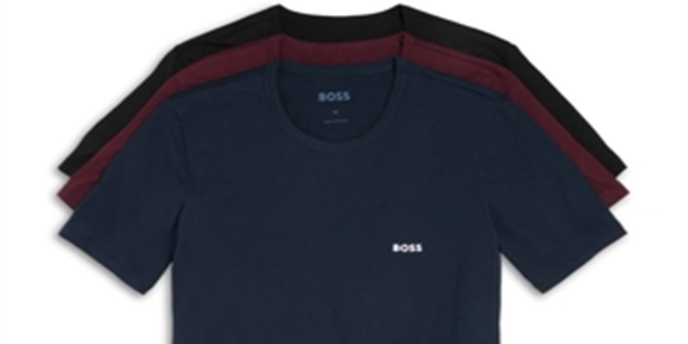 Hugo Boss Men's Pack Of 3 Classic Cotton Tee Navy Size L