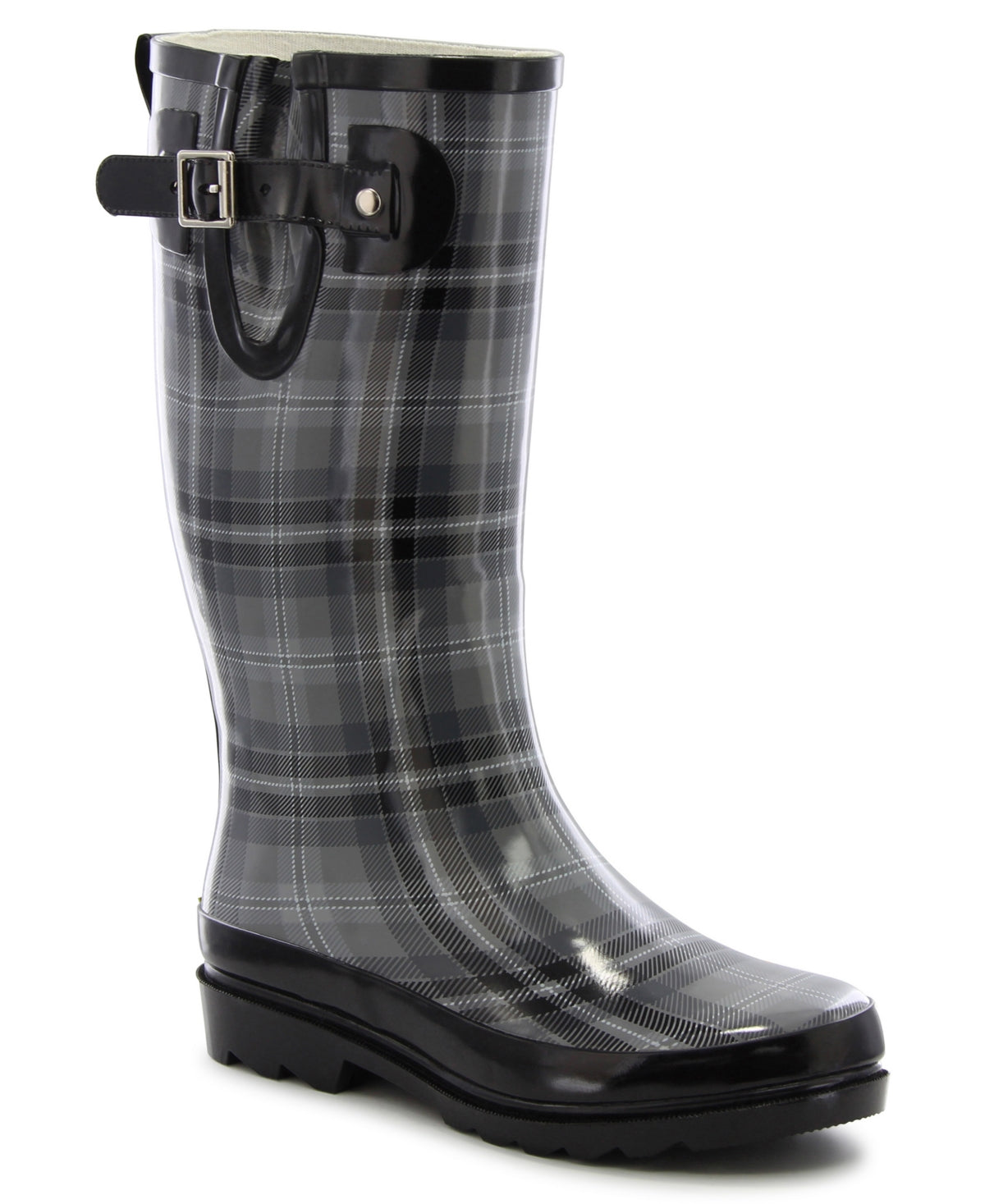 Western Chief Women's Highland Plaid Rain Boot Gray Size 6 M