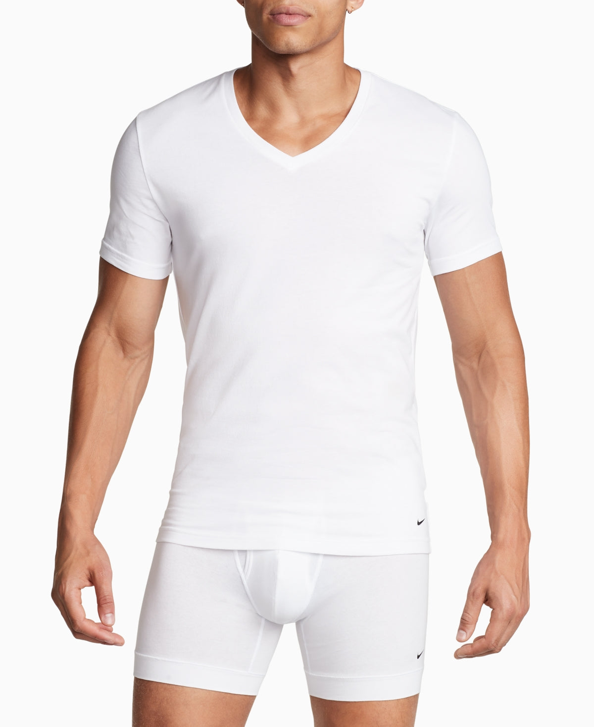 Nike Men's 2 Pack Dri Fit V Neck T-Shirt White Size Small