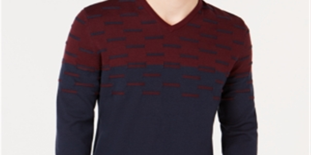 Alfani Men's Colorblocked Dash Sweater Red Size Medium