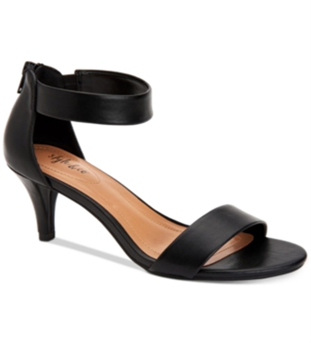 Style & Co Women's Paycee Two Piece Dress Sandals Black Size 7W