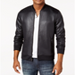 INC International Concepts Men's Basket Weave Zip Bomber Jacket Black Size Large