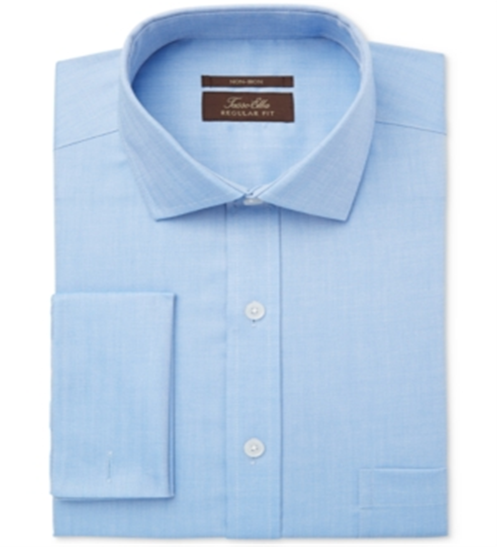 Tasso Elba Men's Regular Fit Business Button Down Shirt Blue Size 34X35