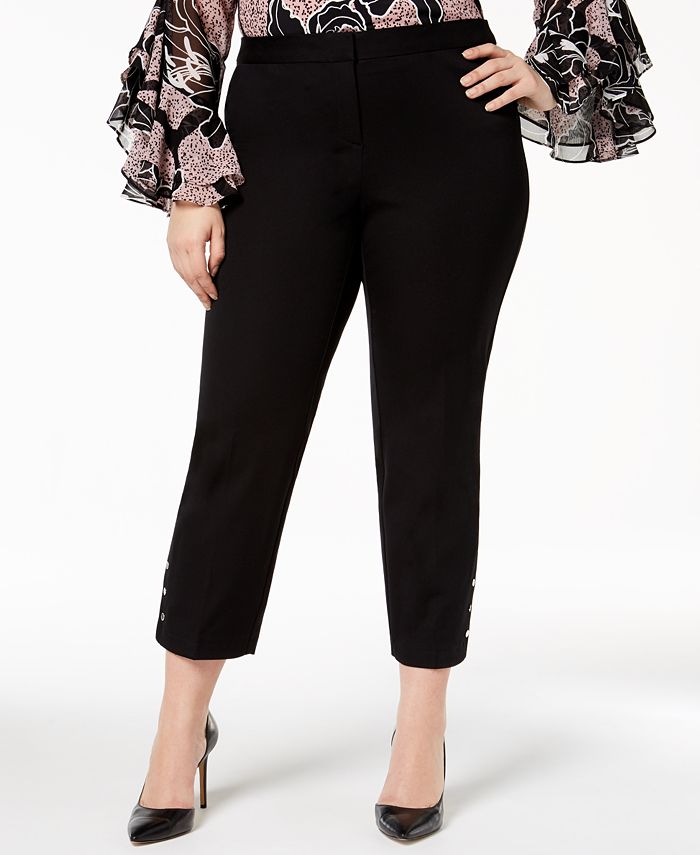 Alfani Women's Plus Studded Ankle Pants Black Size 20W