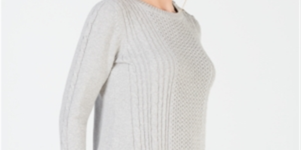 Charter Club Women's Cable Detail Sweater Gray Size Large