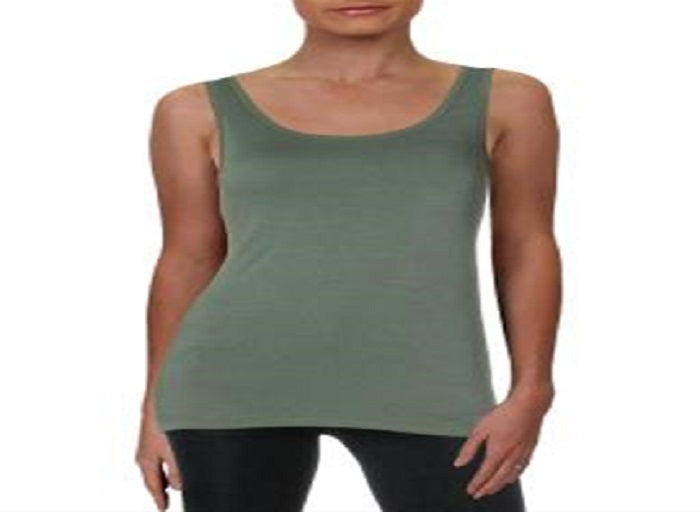 Maison Jules Women's Sleeveless Scoop Neck Tank Top Green Size Large