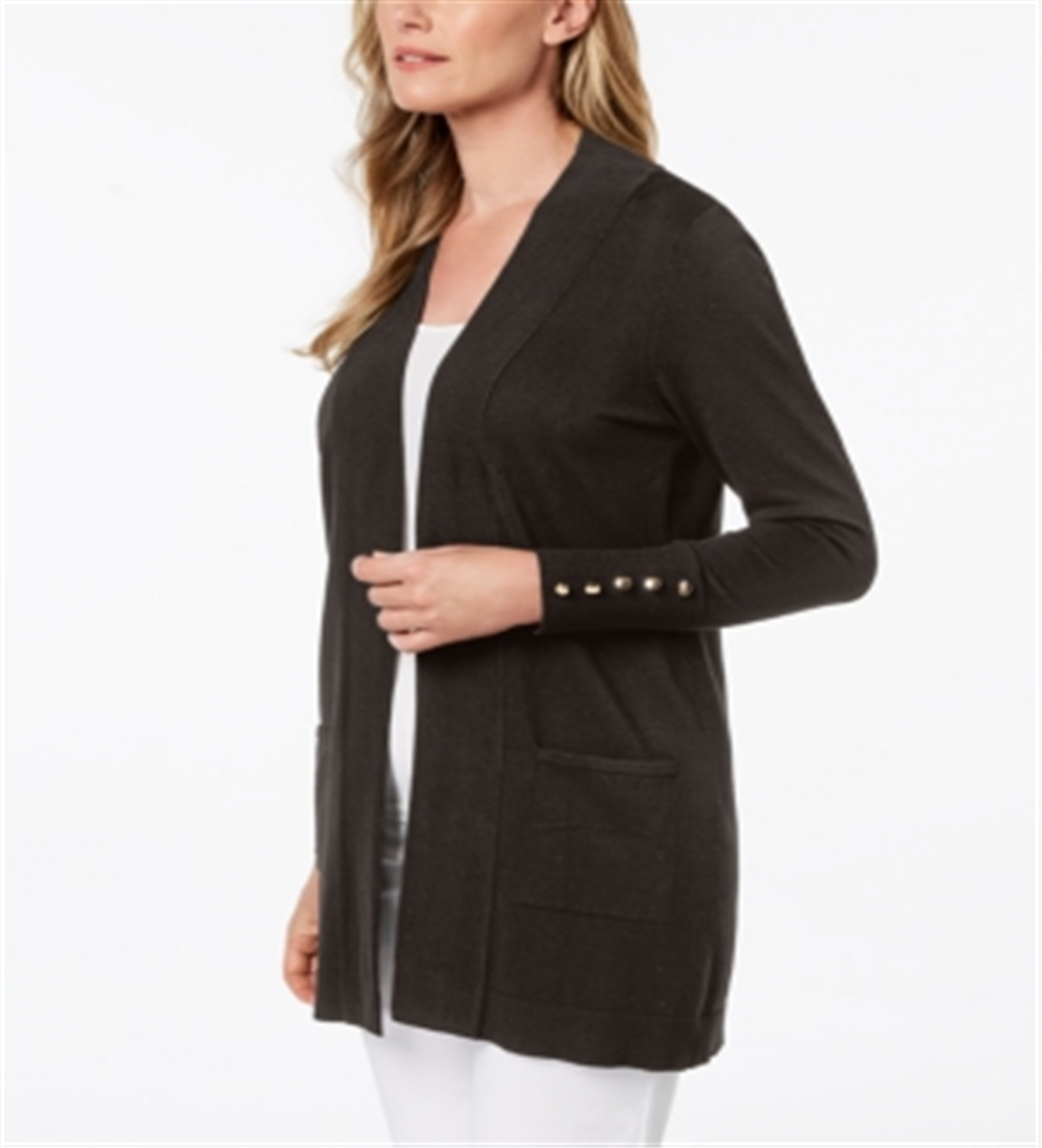 JM Collection Women's Open Front Cardigan Dark Brown Size Petite XL