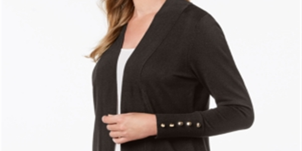 JM Collection Women's Open Front Cardigan Dark Brown Size Petite XL