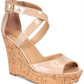 Material Girl Women's Steffy Peep Toe Casual Platform Sandals Brown Size 8 M