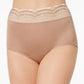 Warner's Women's No Pinching No Problems Lace Waist Brief Underwear Brown Size 8