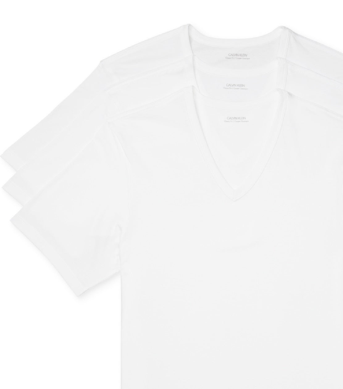 Calvin Klein Men's 3 Pack Slim Fit Cotton V Neck T-Shirt White Size X-Large