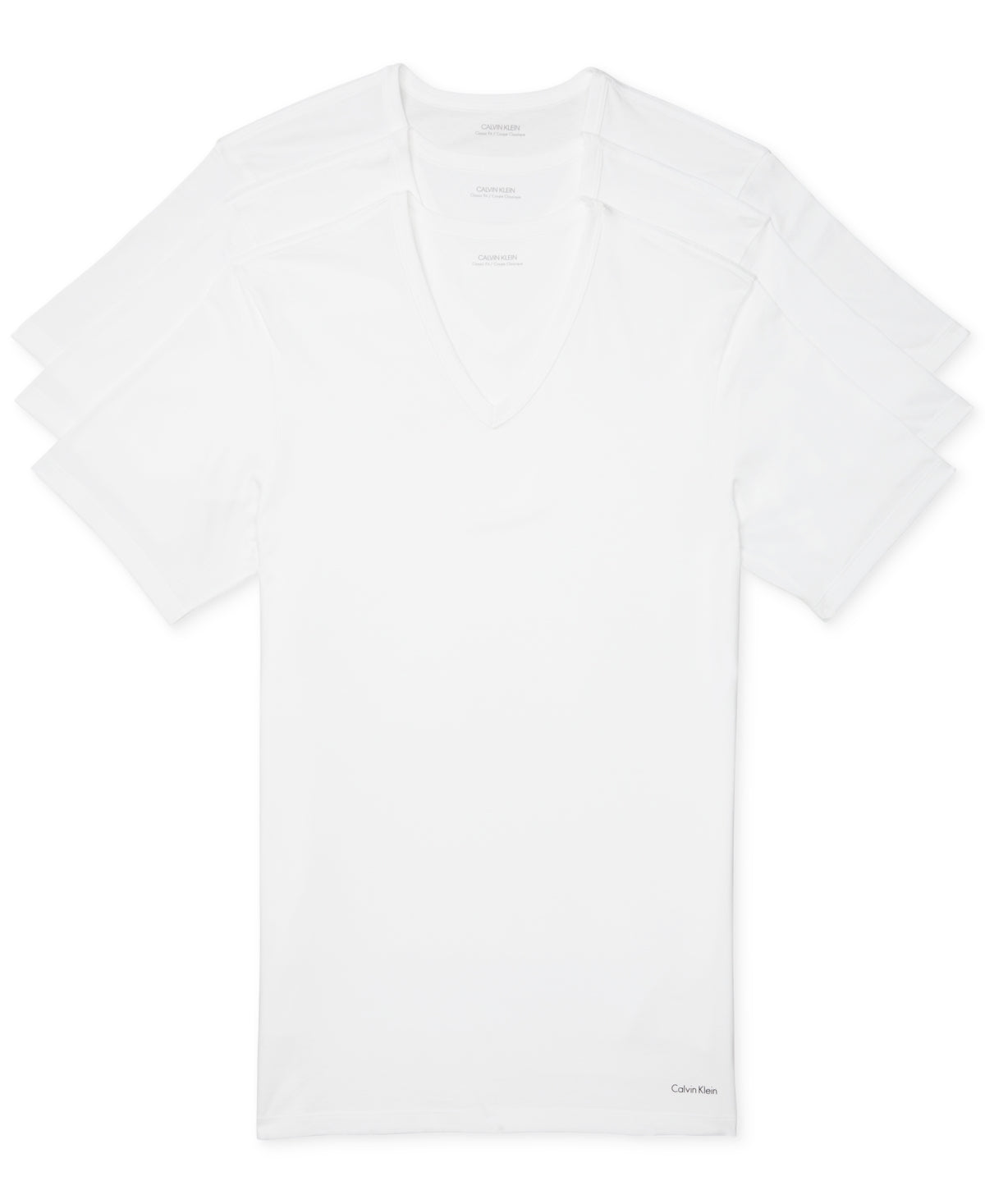 Calvin Klein Men's 3 Pack Slim Fit Cotton V Neck T-Shirt White Size X-Large