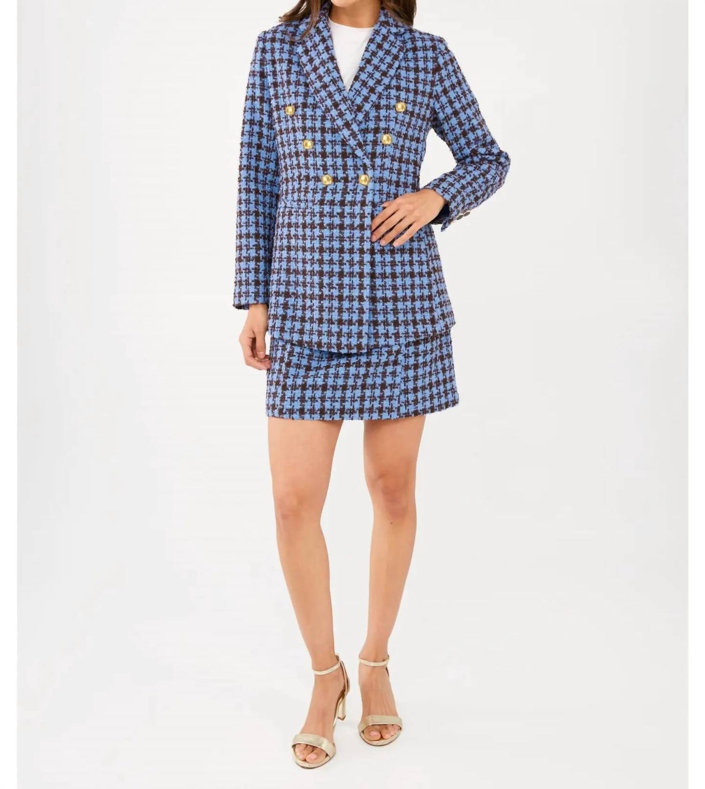 Abbey Glass - Calvin Houndstooth Tweed Blazer